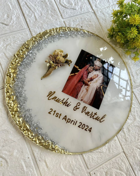 Customized Wedding Resin Plate with Photo, Names & Date