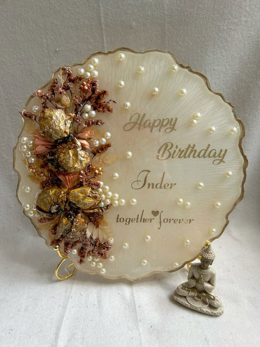 Customized Resin Birthday Plate with Name & Floral Design
