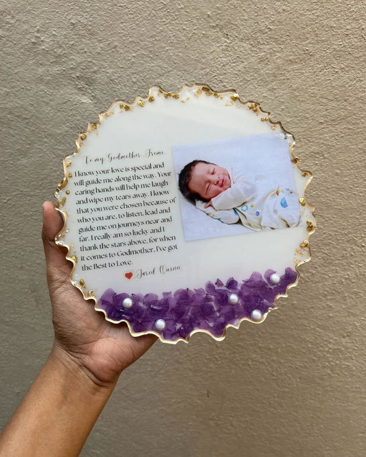 Customized Resin Photo Plate with Personal Message & Decorative Design