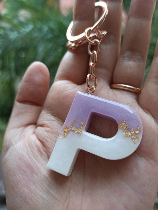 Customized Resin Alphabet Keychain – Letter P