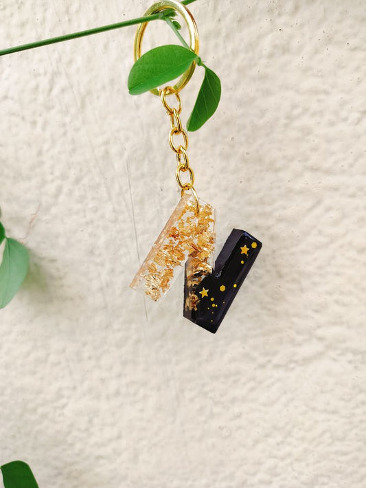Custom Resin Alphabet Keychain – Personalized Letter "N" Keyring