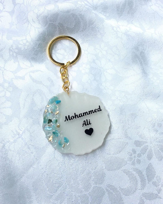 Customized Resin Name Keychain – Personalized with Name & Heart Design